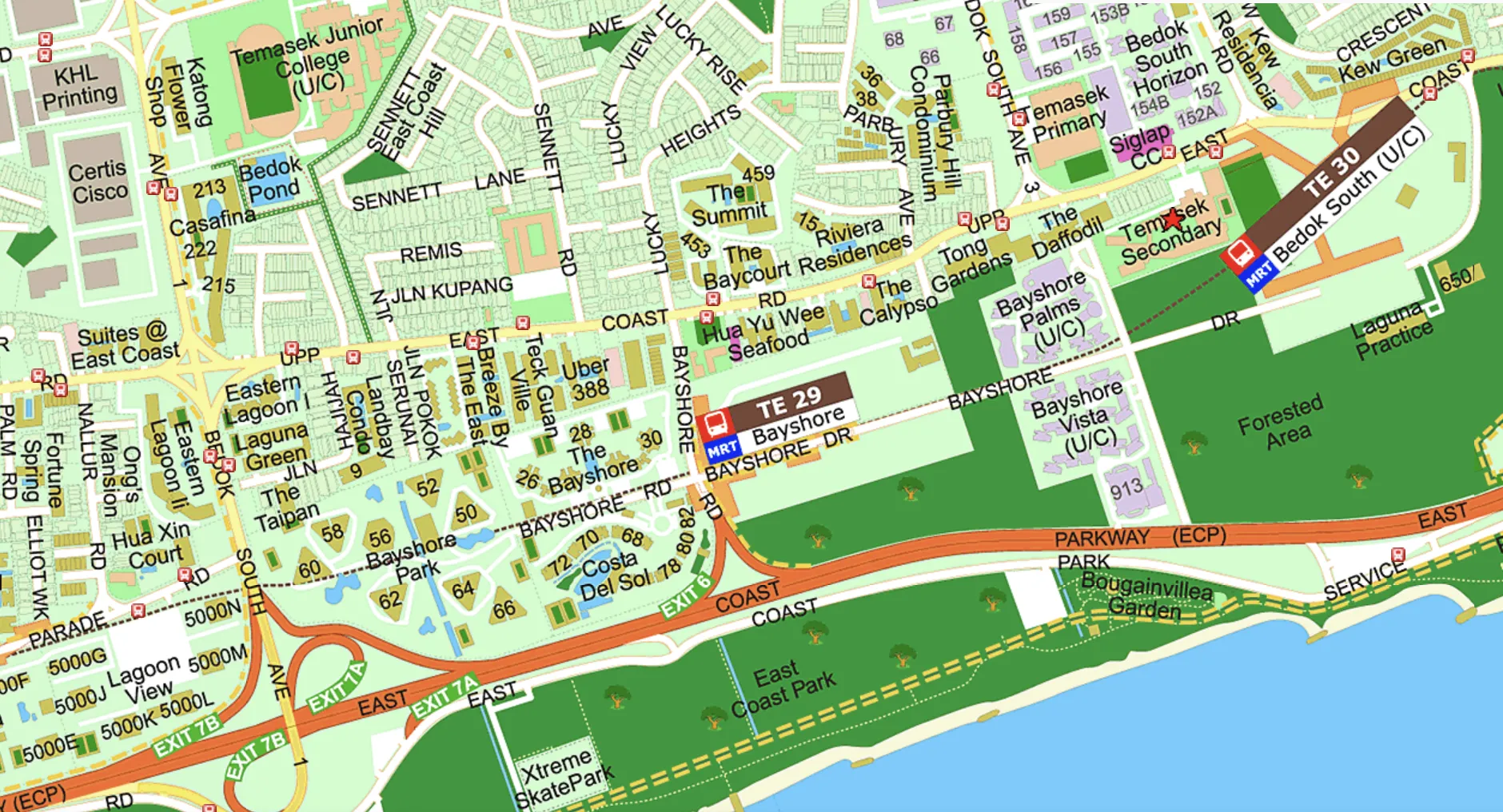 Street level map of Bayshore area